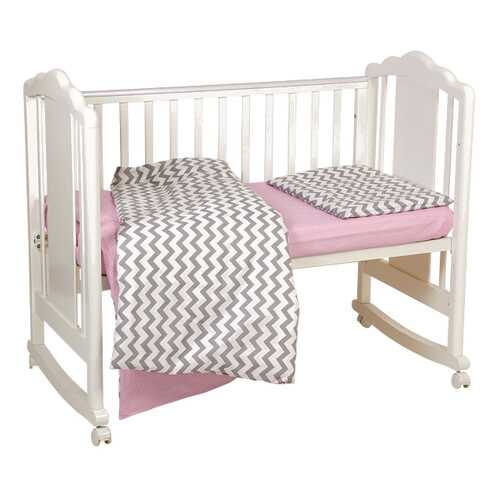 Комплект постельного белья Polini kids Зигзаг, 120х60, серо-розовый в Гулливер