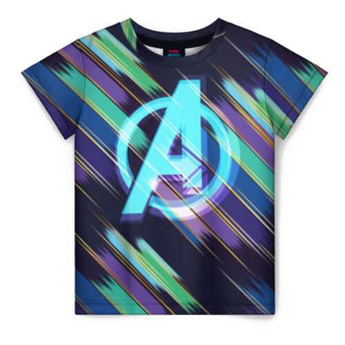 Детская футболка ВсеМайки 3D Avengers logo with stripes, р. 146 в Гулливер