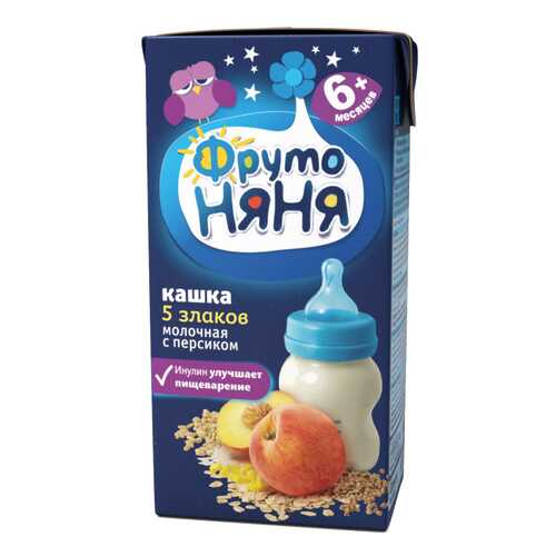 Каша молочная ФрутоНяня 5 злаков с персиком с 6 мес. 200 г в Гулливер