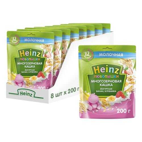 Каша молочная Heinz Йогуртная многозерновая банан, клубника с 12 мес. 200 г, 8 шт. в Гулливер