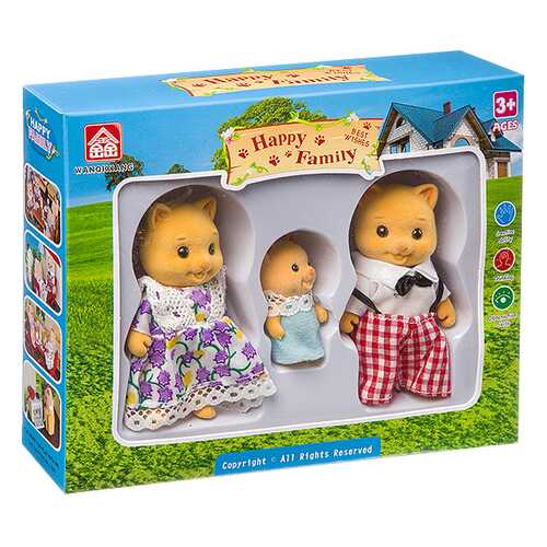 Игровой набор Happy Family фигурки зверюшек семейка котиков арт.012-11D. в Гулливер
