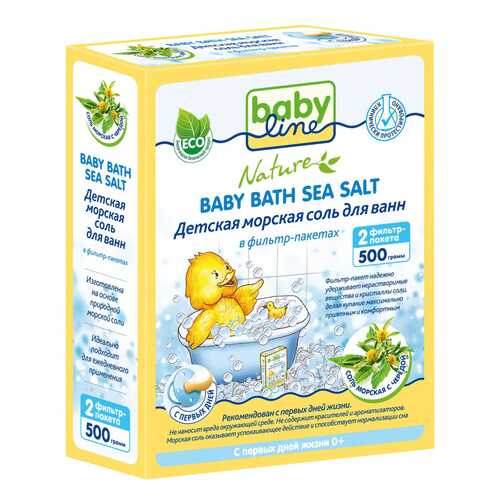 Детская морская соль для ванн babyline с чередой 500 г в Гулливер
