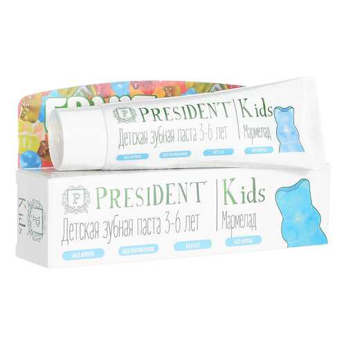 Детская зубная паста PresiDENT Kids c 3 до 6 лет со вкусом мармелада - 50 мл в Гулливер